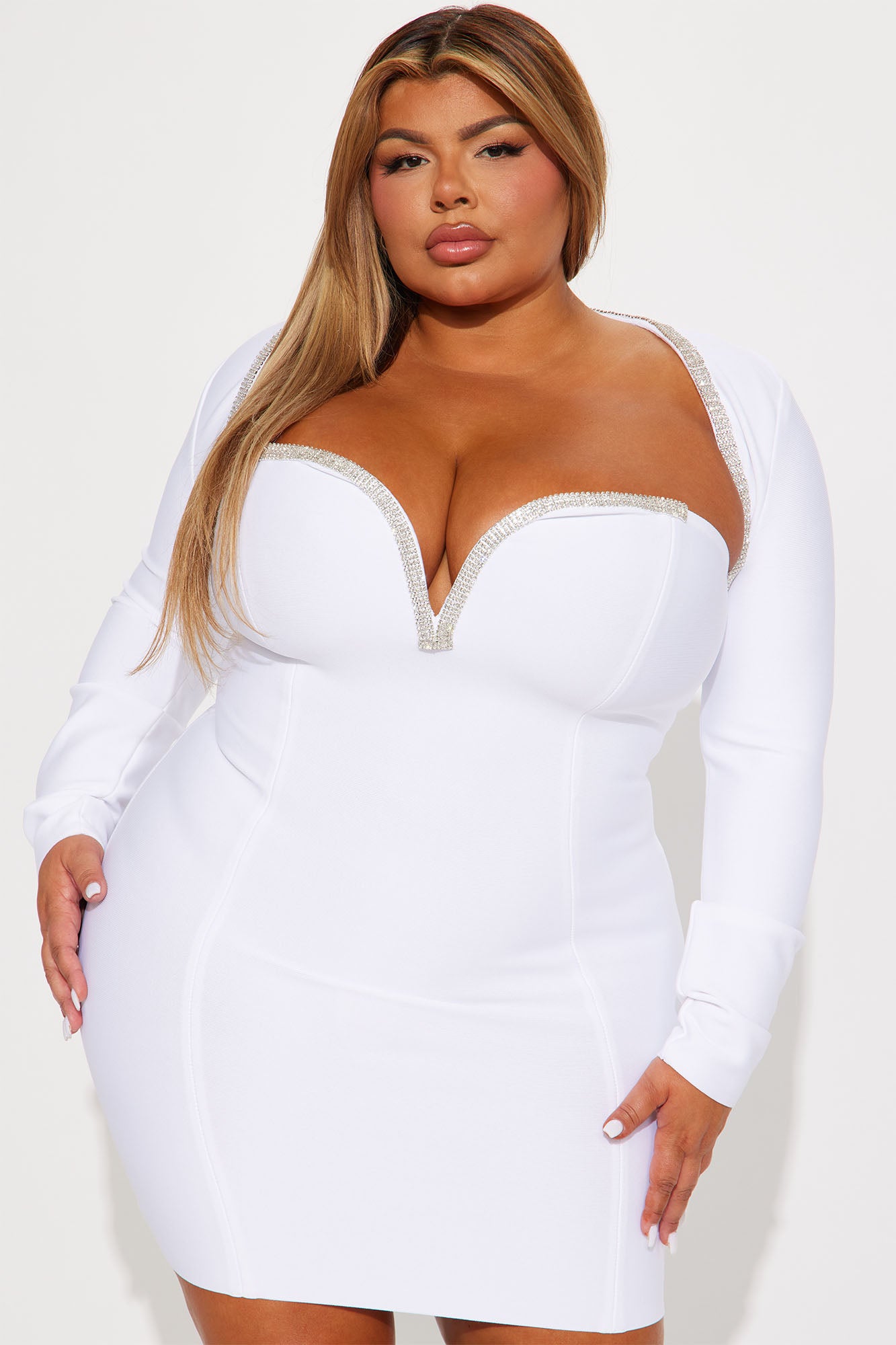 Rachel Embellished Mini Dress - White