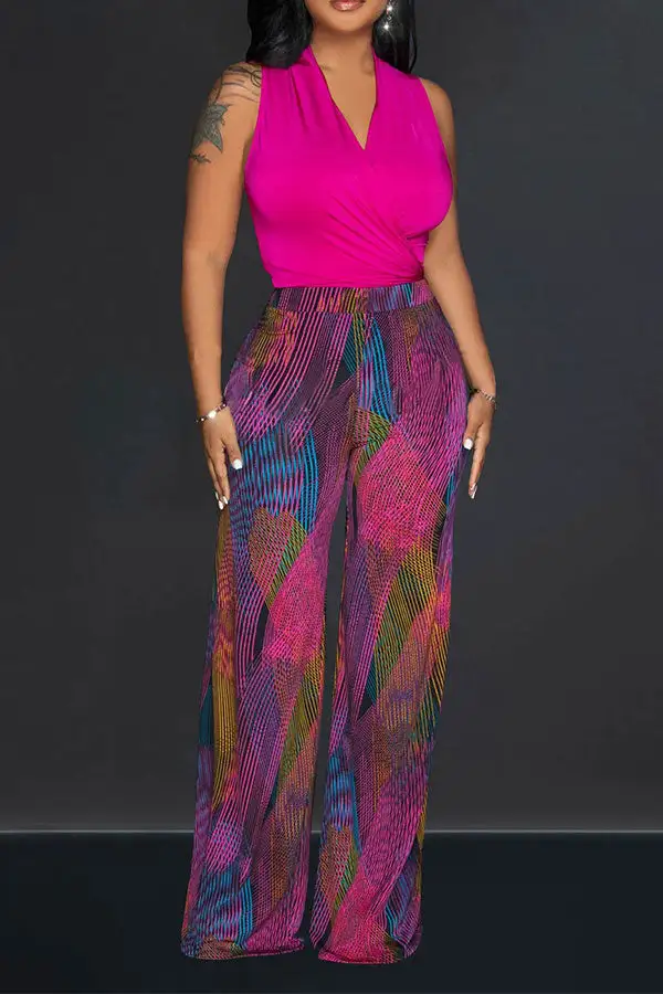 Ripple Print Strappy Pant Set
