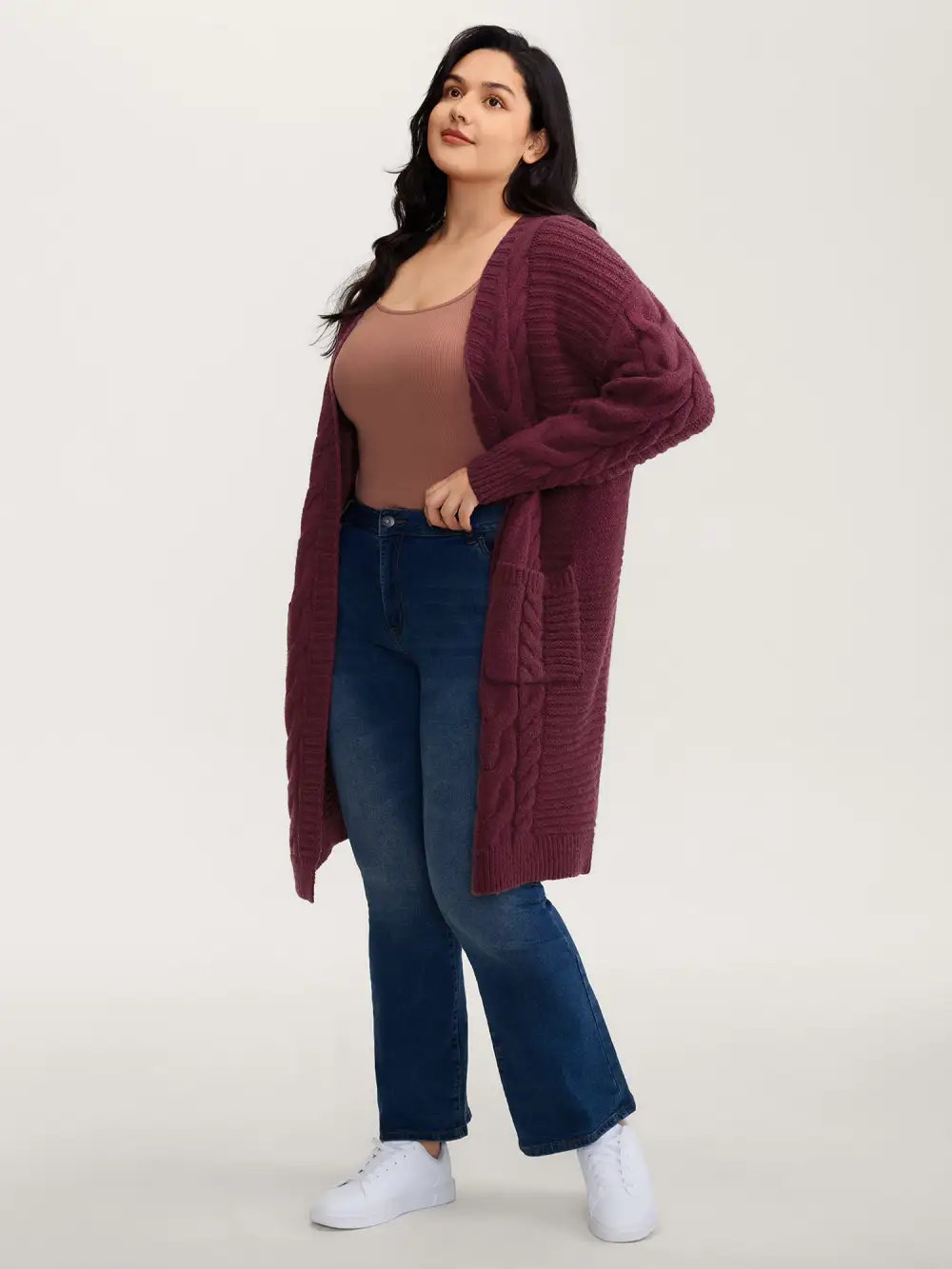 Textured Super Stretchy Pockets Knit Cardigan