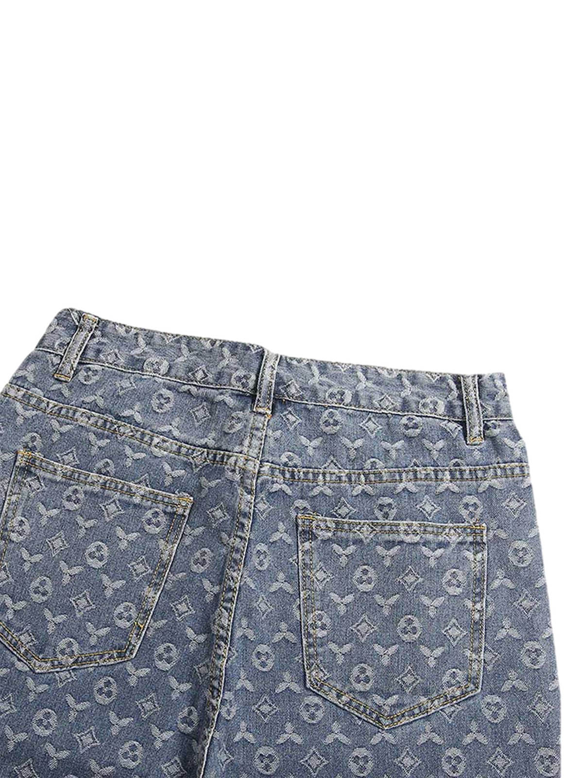 Jacquard Baggy Denim Jeans-1532