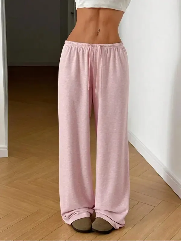 Solid Color Loose Fit Pants for Women