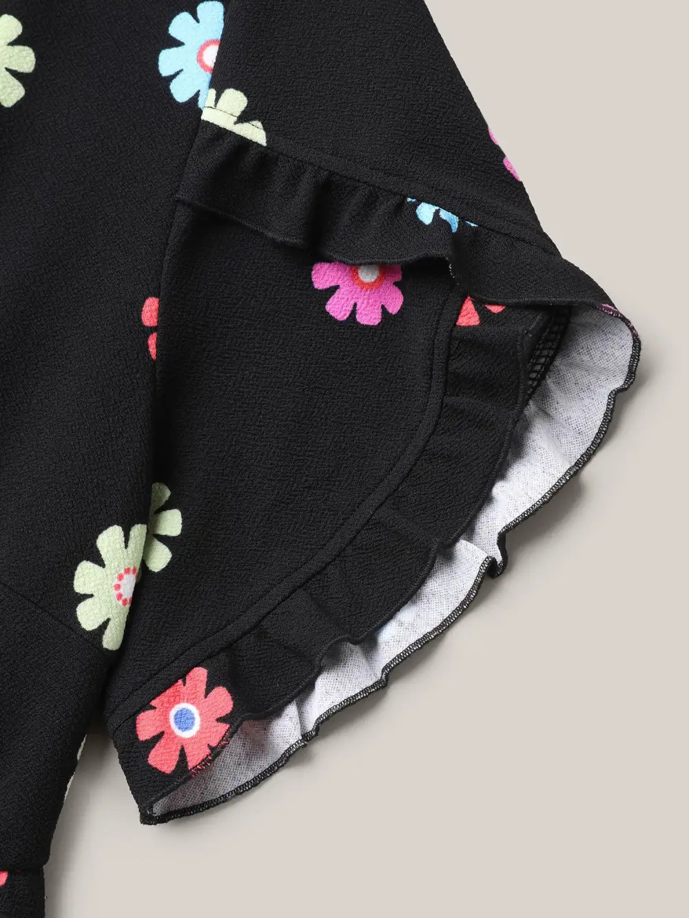 Stretchy-Waist Floral Print Pockets Midi Dress