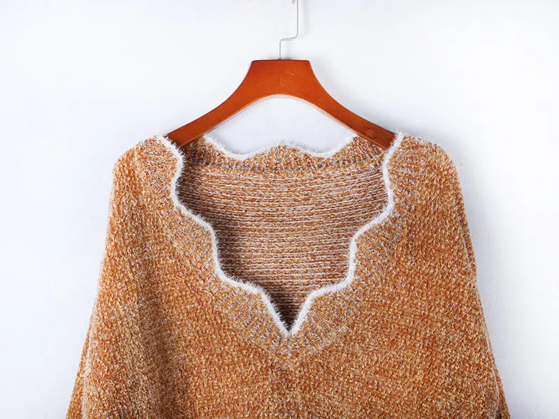 Wave Edge V-Neck Casual Sweater