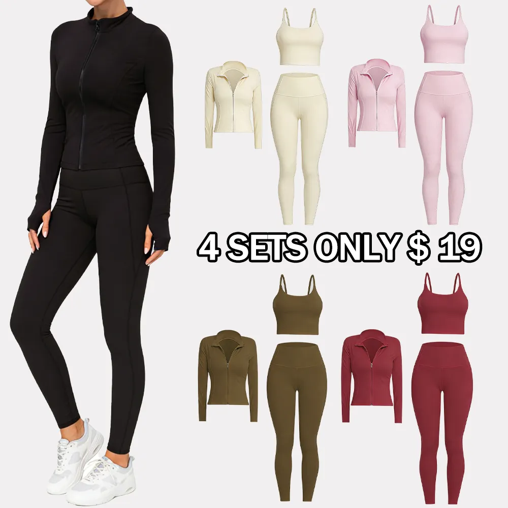 3 Piece Workout Set - Sports Bra+Leggings+Jacket
