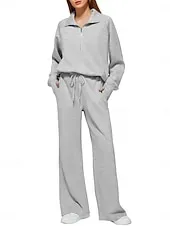 Women's Sports Fashion Streetwear Pants Sets Bolero Top Long Sleeve Turtleneck Solid Color Outdoor Work Casual White Blue Green Fall Loose Fit