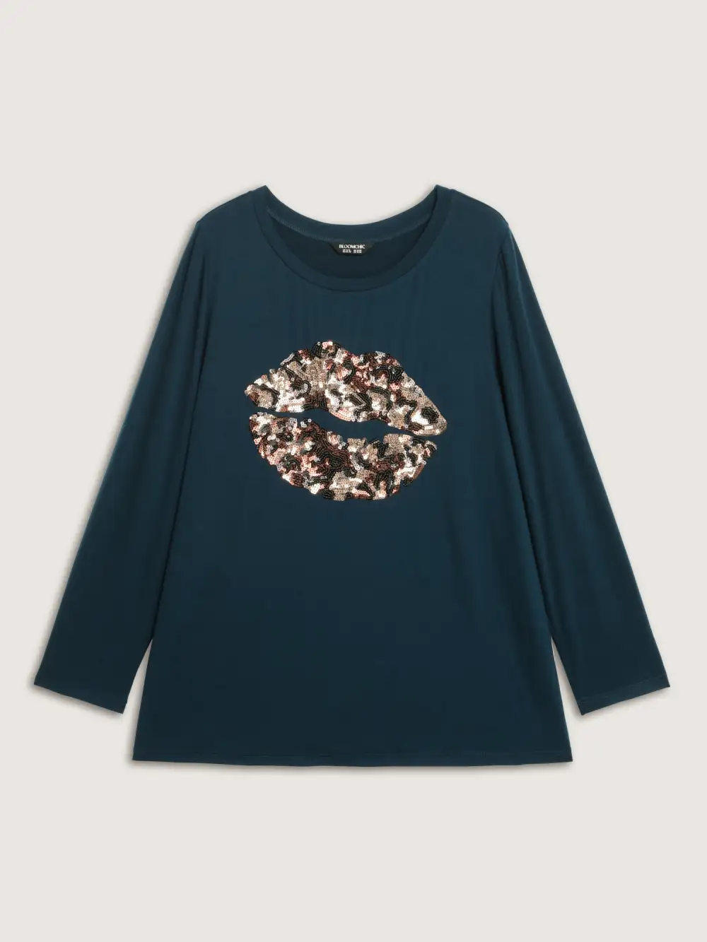 Supersoft Embroidered Leopard Lips Sequin T-Shirt