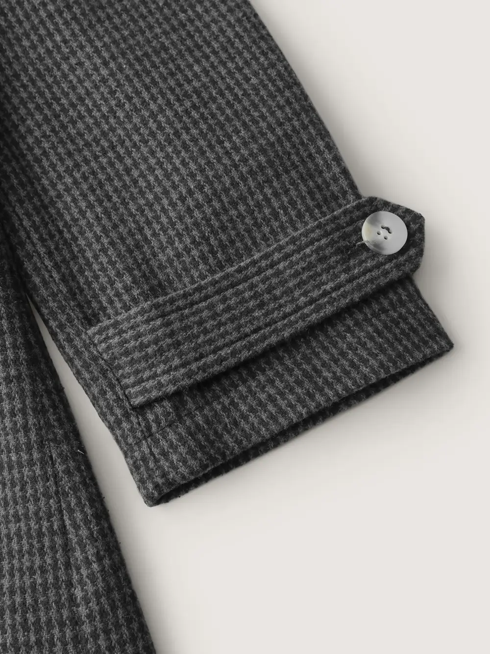 Houndstooth Button Detail Belted Coat