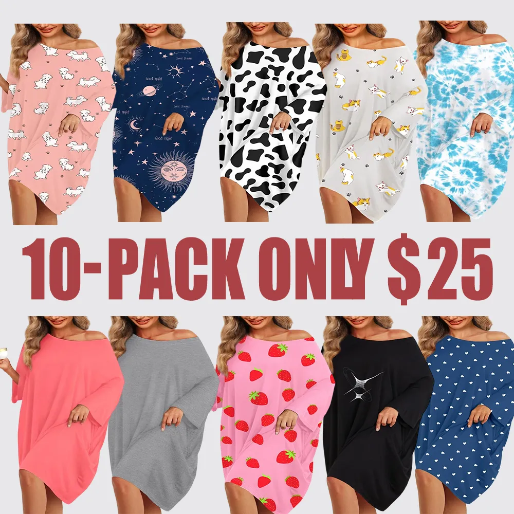 Women's Bamboo Sleep Shirt with Pocket – Soft Short Sleeve Nightgown, Oversized Loungewear, XS-5XL