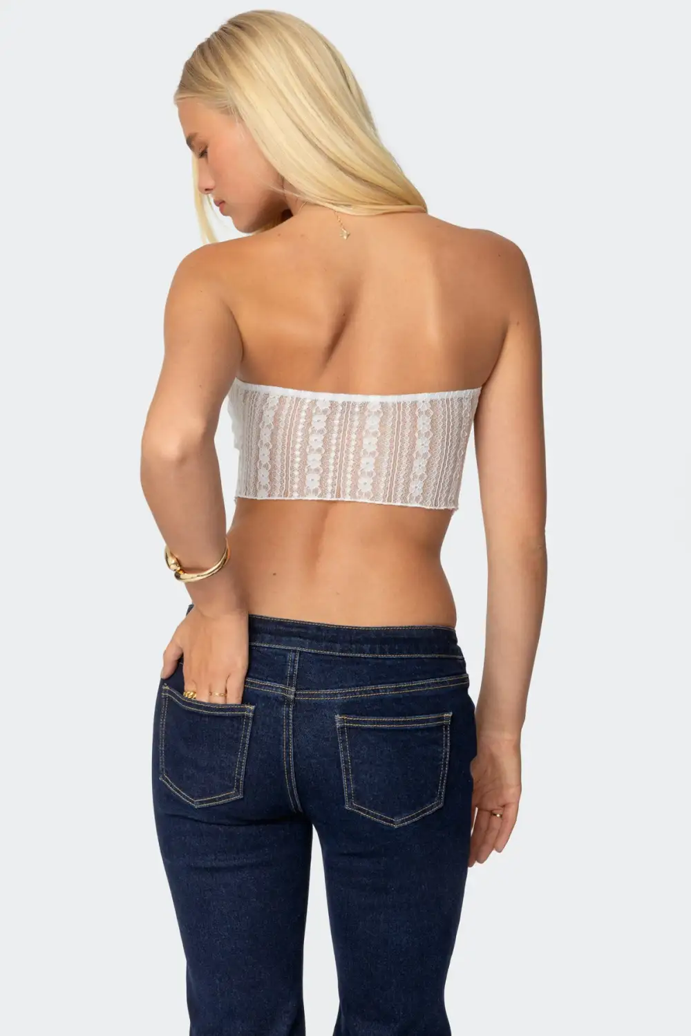 Sheer Lace?Handkerchief Top