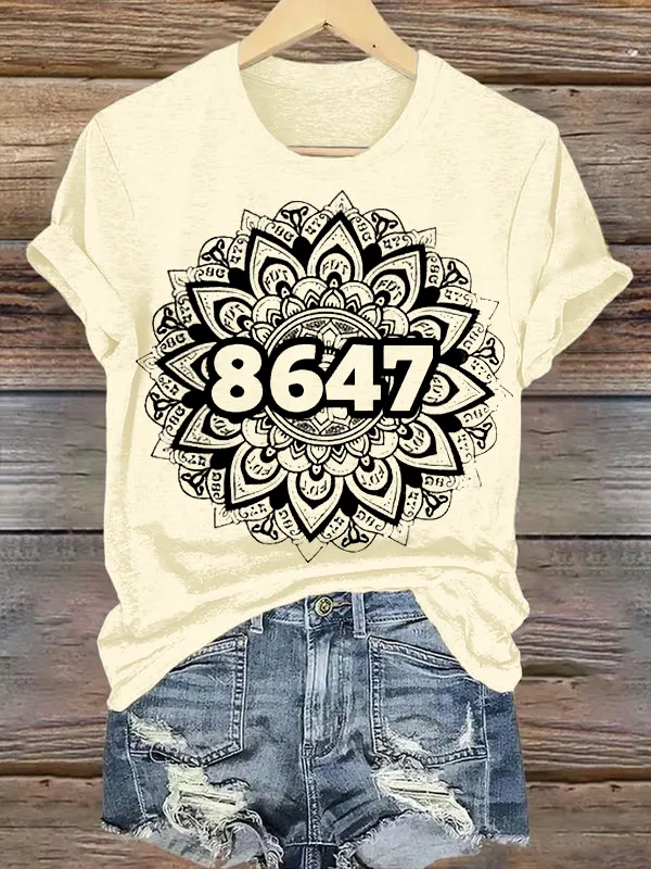 Women'S T-Shirt Women'S Fashion 8647 Printed Casual T-Shirt Pure Cotton Short Sleeves