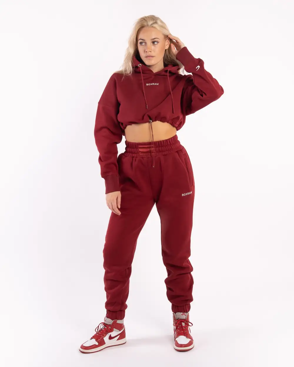 Johnson Cropped Hoodie - Burgundy