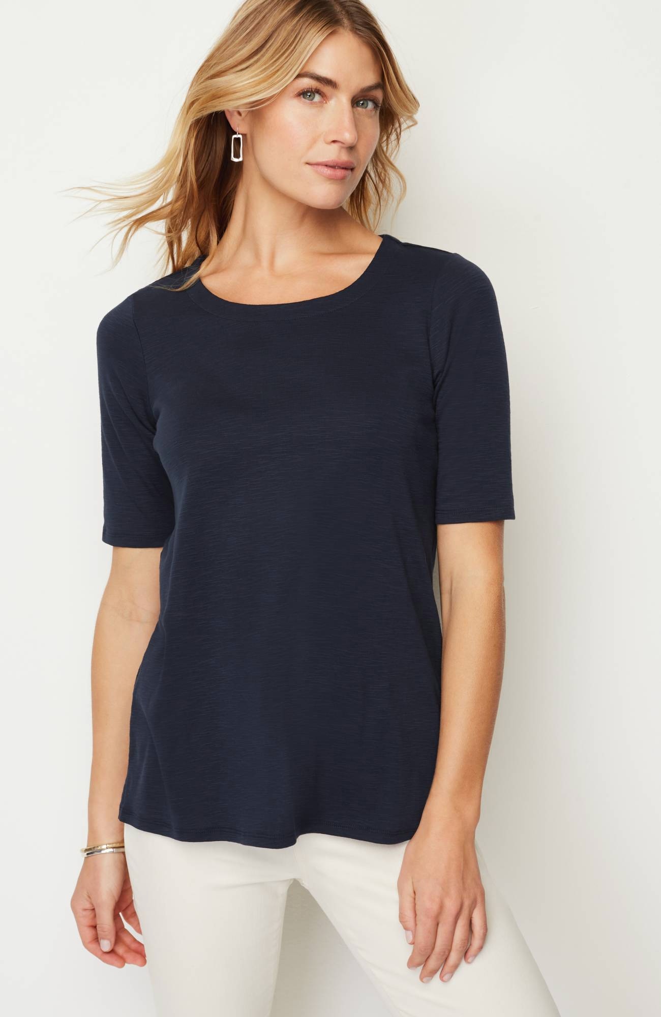 pima-slub scoop-neck side-slit tee