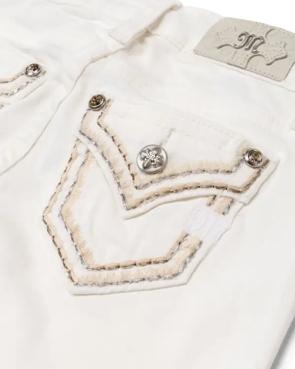 Girls Classic White Bootcut Jeans
