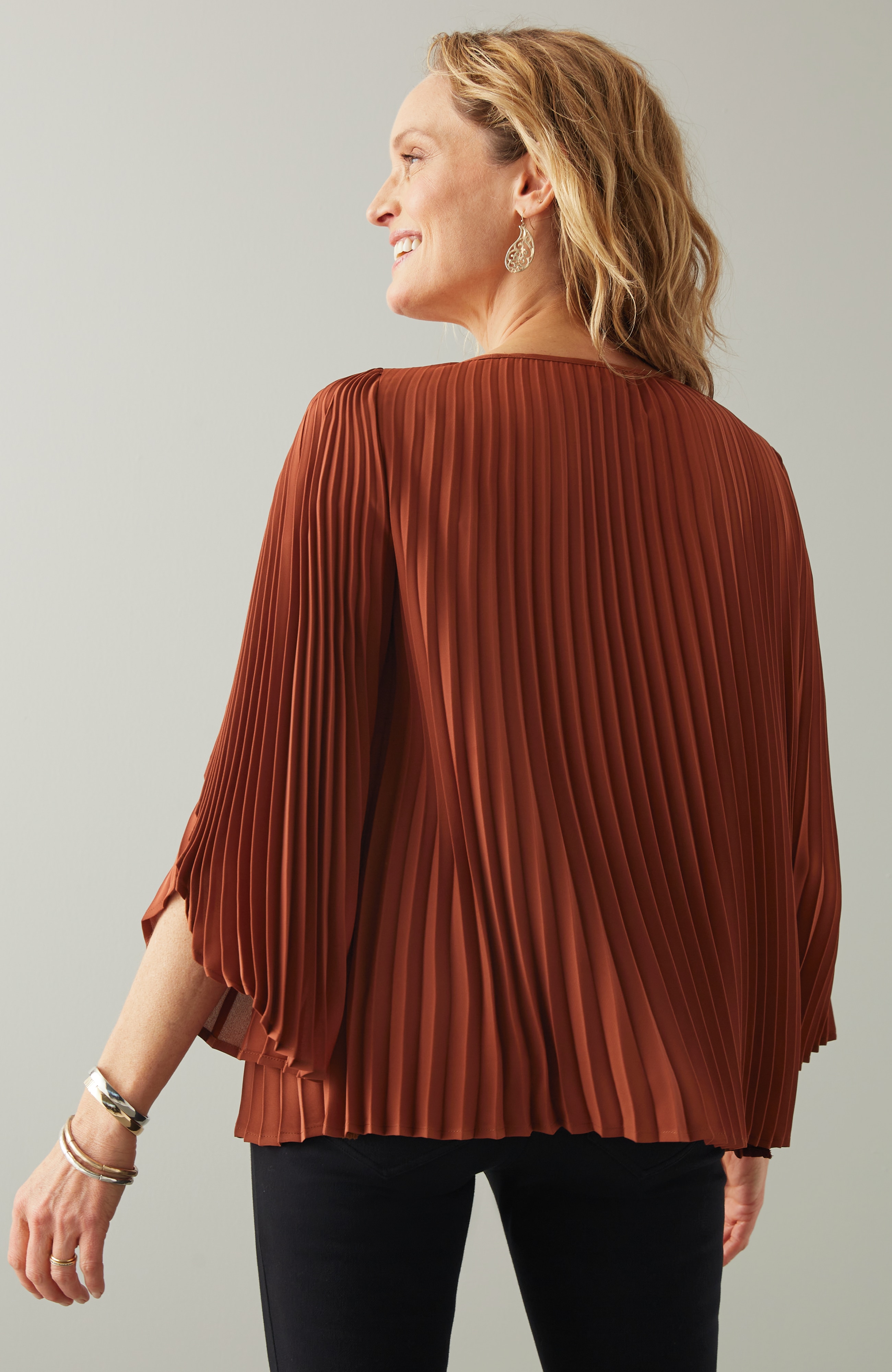 Wearever Boat-Neck Pleated Top