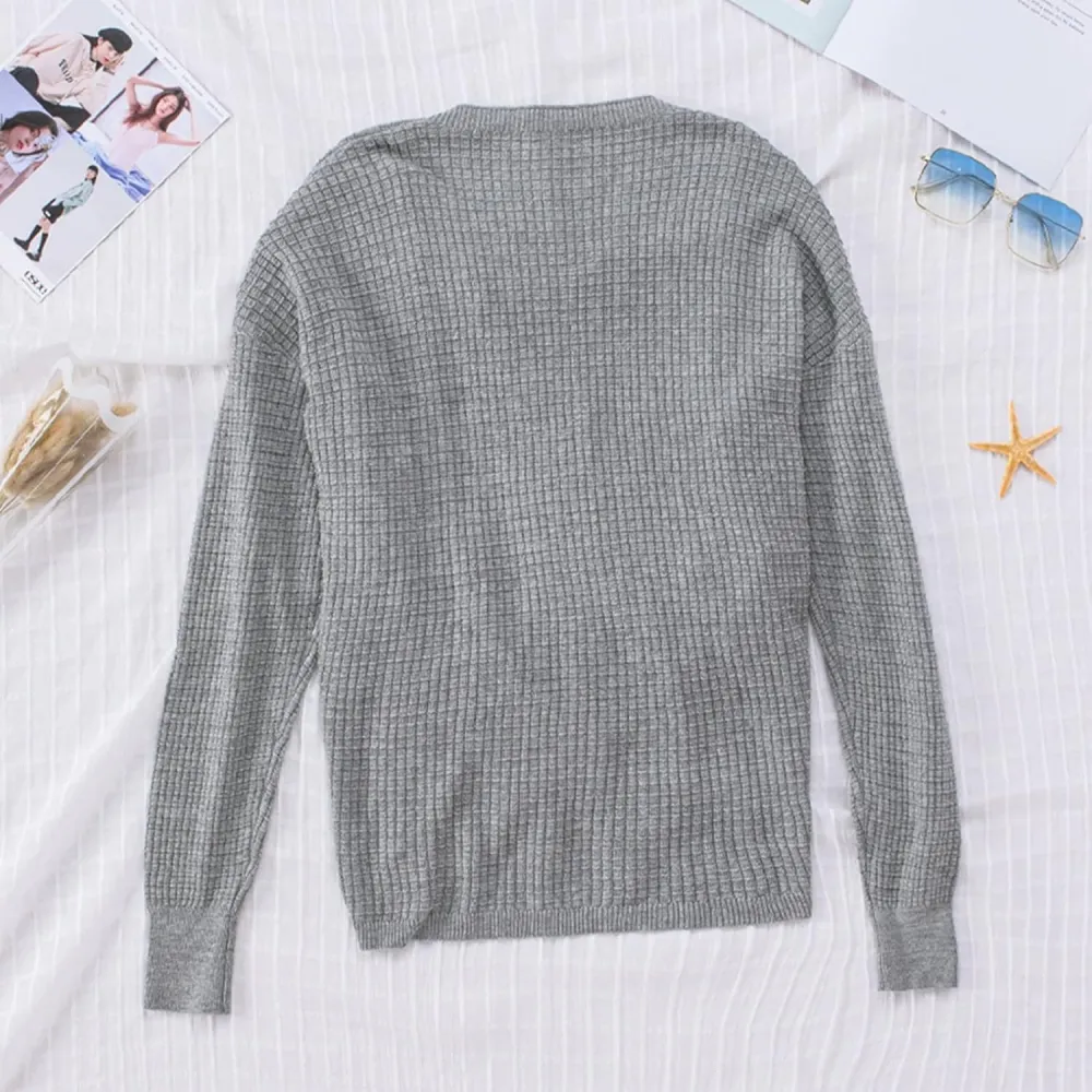 Women's Fall Sweater 2023 Wrap Sweaters Long Sleeve Knitted Asymmetric Hem Pullover Solid Color Tops Sweater
