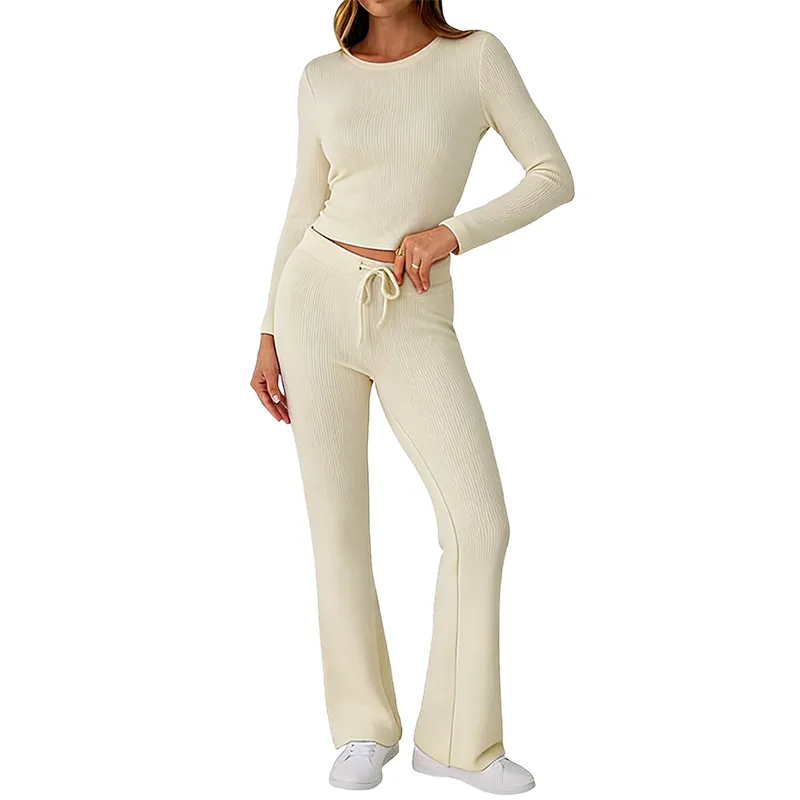 Women's Foldover Flare Leggings & Crop Top Set