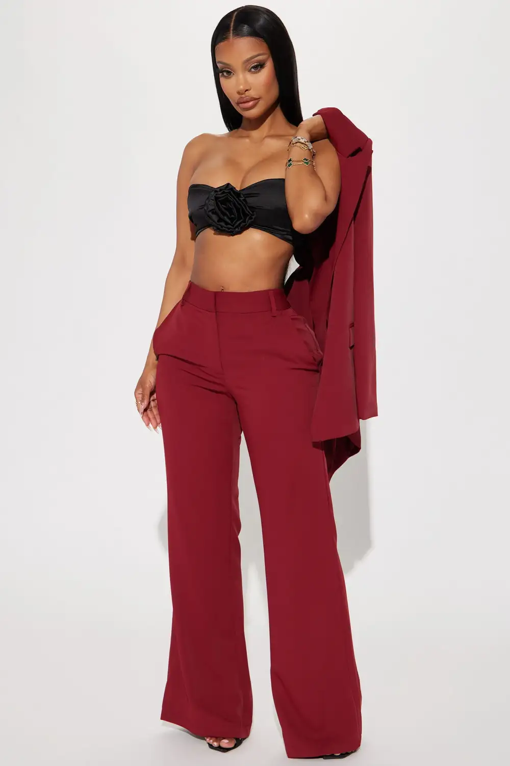 Send Me Roses Satin Top - Black