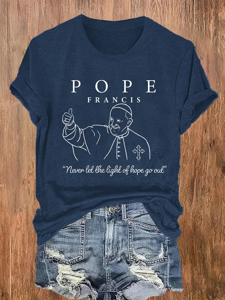 Women's Never Let The Light Of Hope Go Out Print Short Sleeve Round Neck Cotton T-Shirt