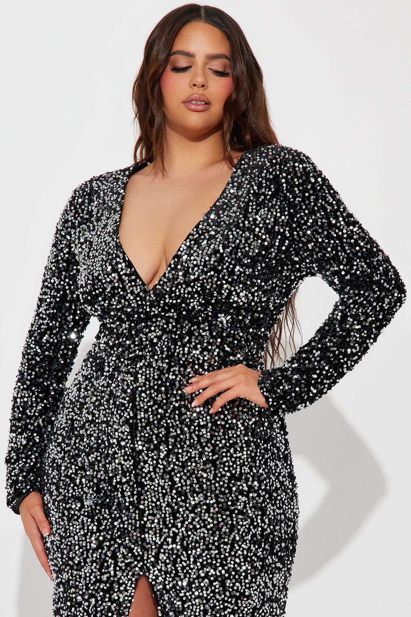 Destined For Glam Maxi Dress - Black/Silver