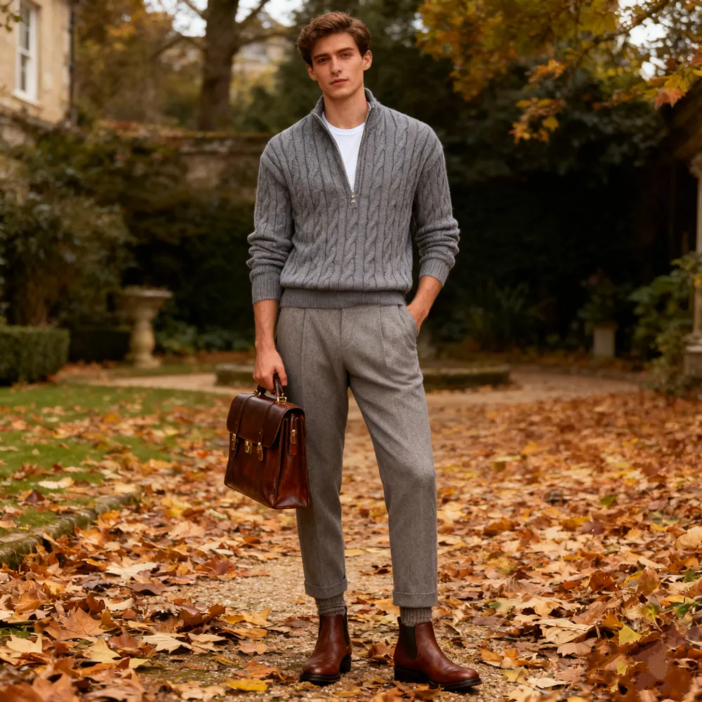 🔥5 PACK ＄29.9🔥Men's solid color Quarter Zipper  Sweater