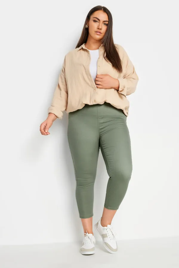 YOURS Curve Rose Pink Cropped Stretch GRACE Jeggings
