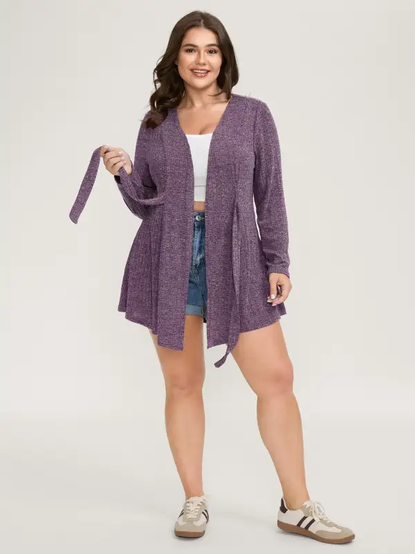 Heather Ribbed Supersoft Front-Tie Jacket