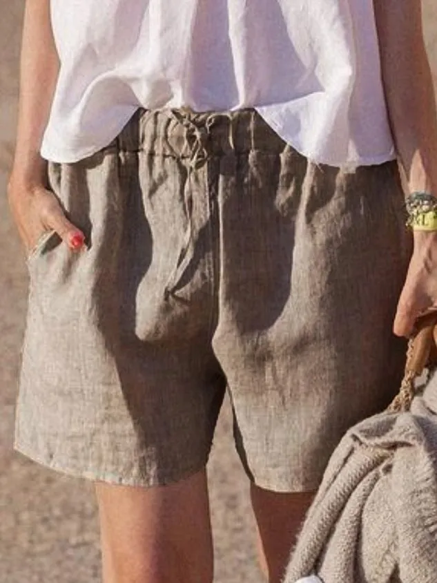 Women Daily Plain Comfort Shift Cotton Shorts