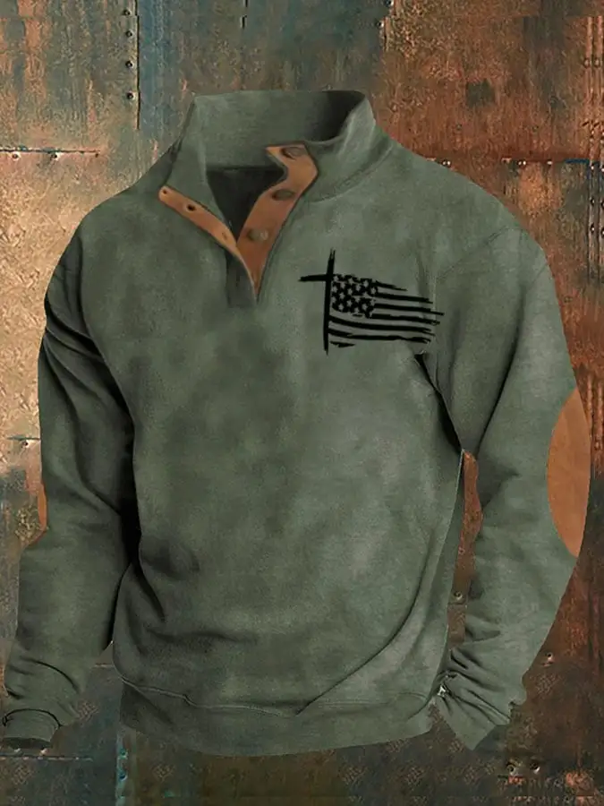 Men's Aintage Faith Flag Print Sweatshirt