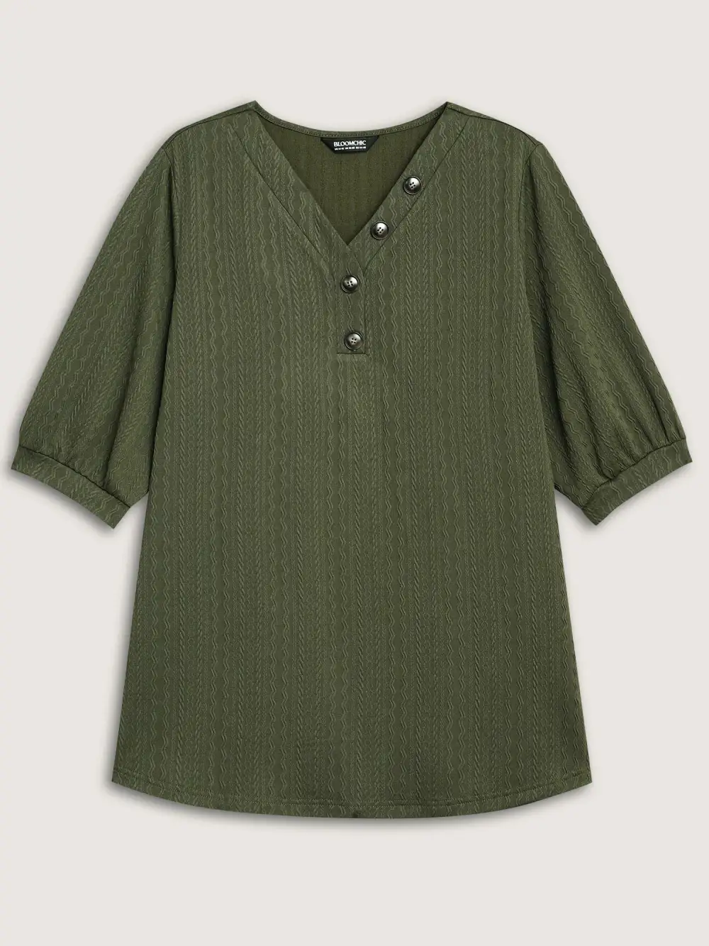 Plain Knit Texture Gathered Top