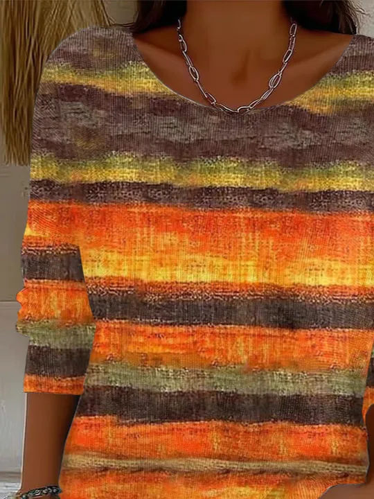 Simple Printing Crew Neck Abstract Sweater