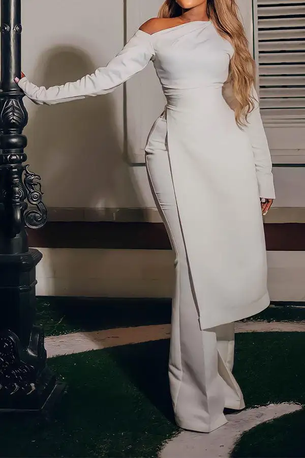 White Asymmetric Pant Set