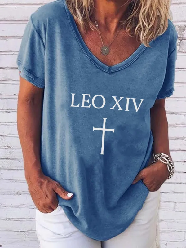 Women'S Pope Leo Xiv Round-Neck Short-Sleeved T-Shirt