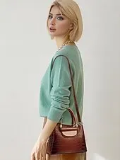 Elegant Croc-Embossed Faux Leather Handbag – Stylish Top Handle Purse with Detachable Shoulder Strap, Luxury Tote Bag for Women, Perfect for Work, Parties & Formal Events Black Pink Red