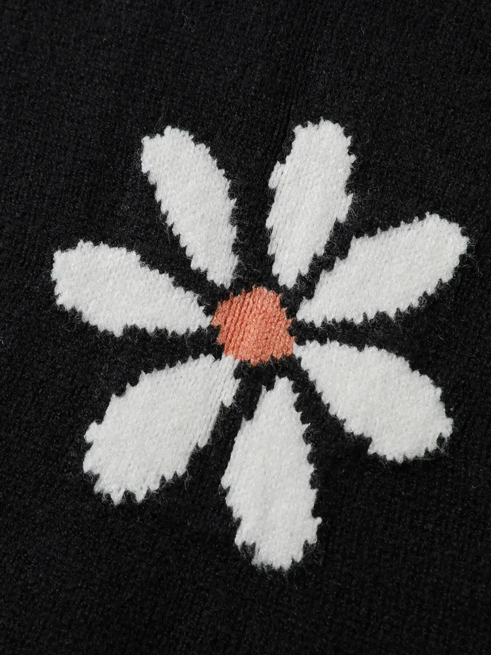 Large Flower Jacquard Pattern Pullover