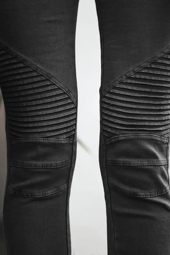 Solid Slant Pocket Zip Side Seam Detail Skinny Jeans