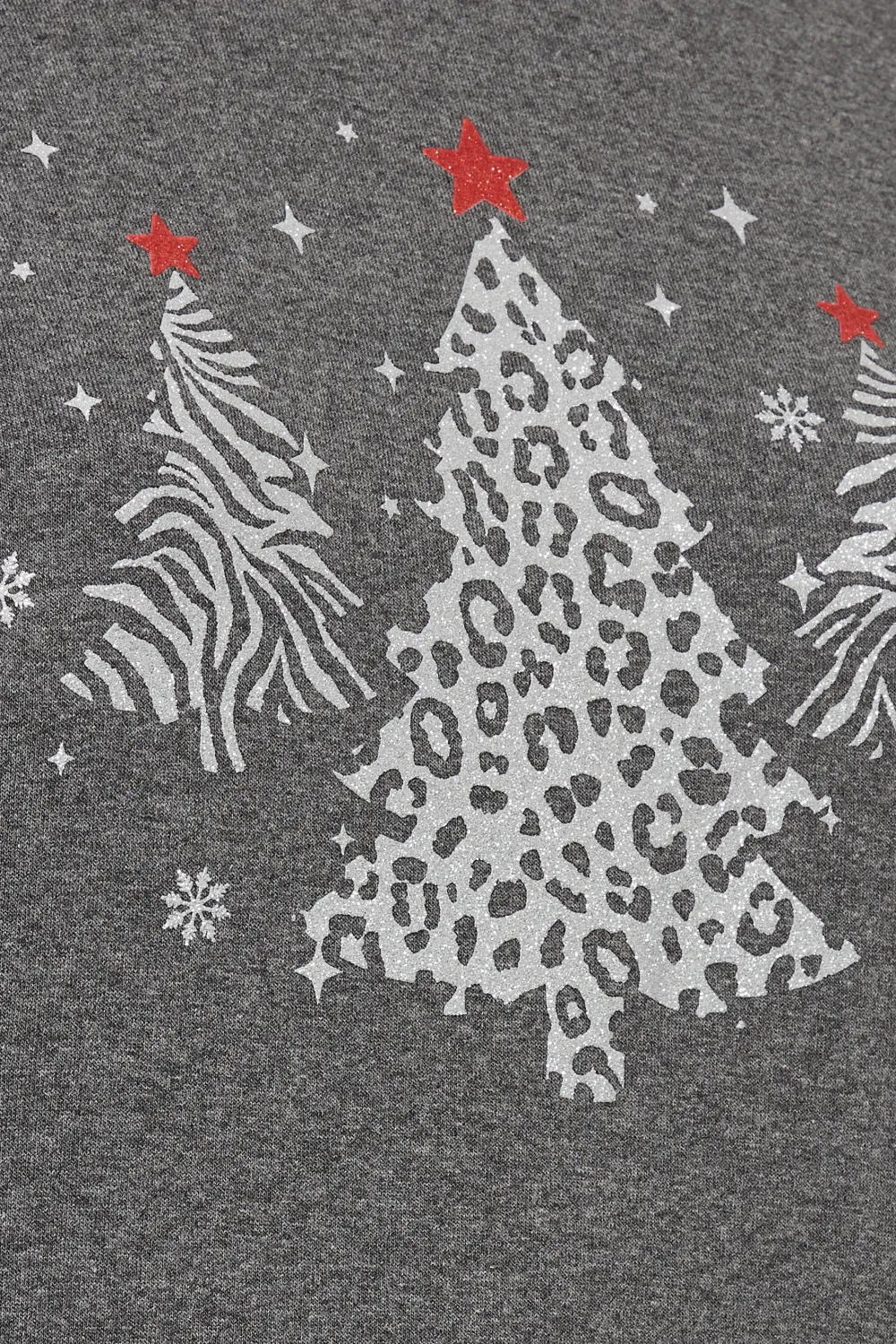 YOURS Curve Grey Metallic Christmas Tree Sweatshirt