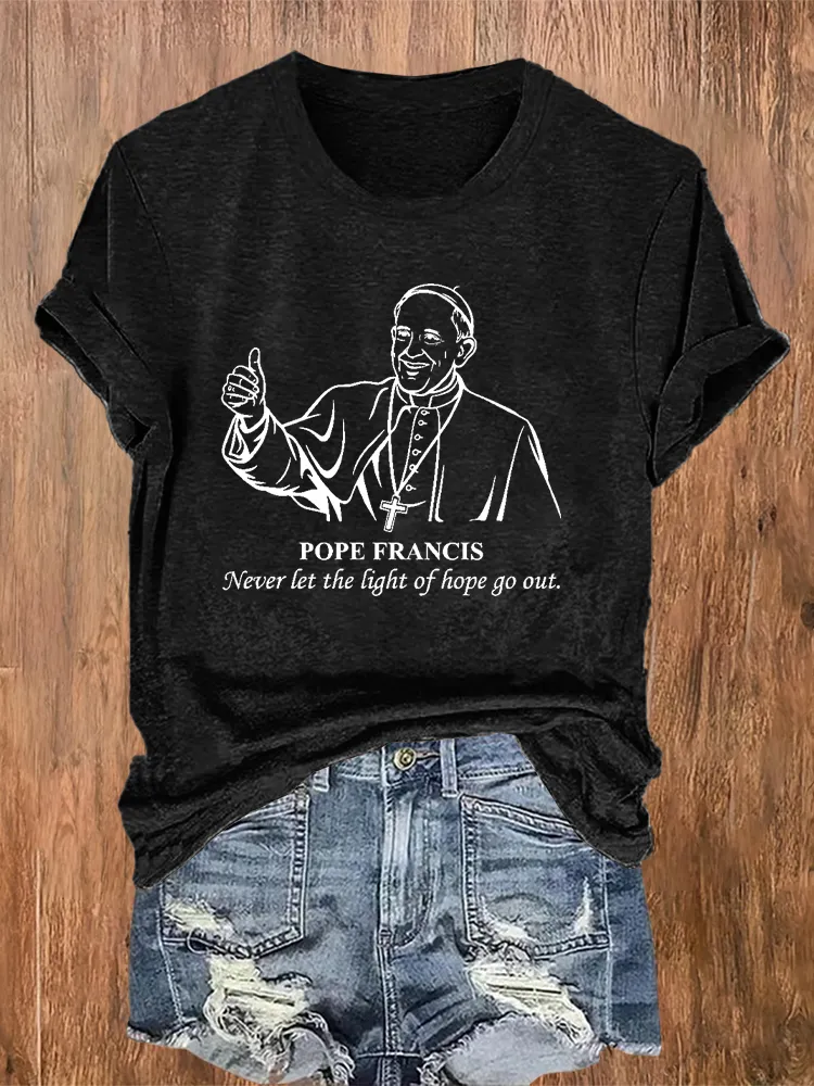 Women's Never Let The Light Of Hope Go Out Print Short Sleeve Round Neck Cotton T-Shirt