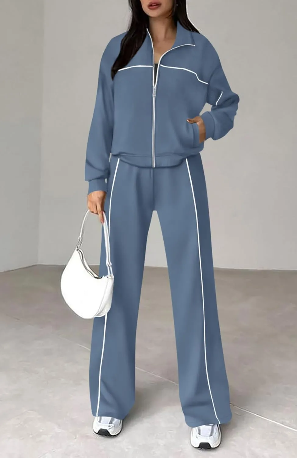 Women's Two Piece Tracksuit Fall 2024 Long Sleeve Jogger Sweatsuit Sets