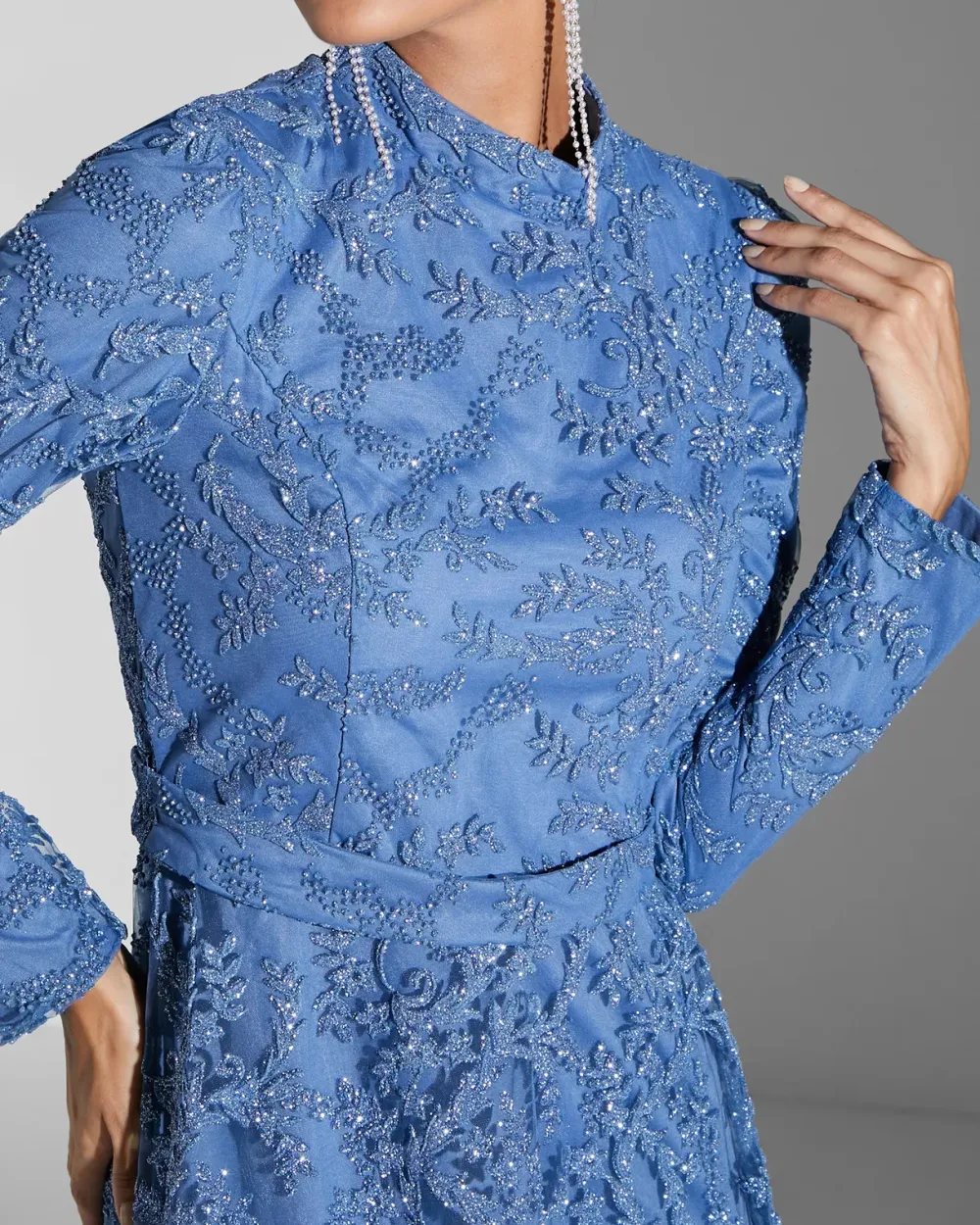 Shimmer Lace Long Sleeves Dress