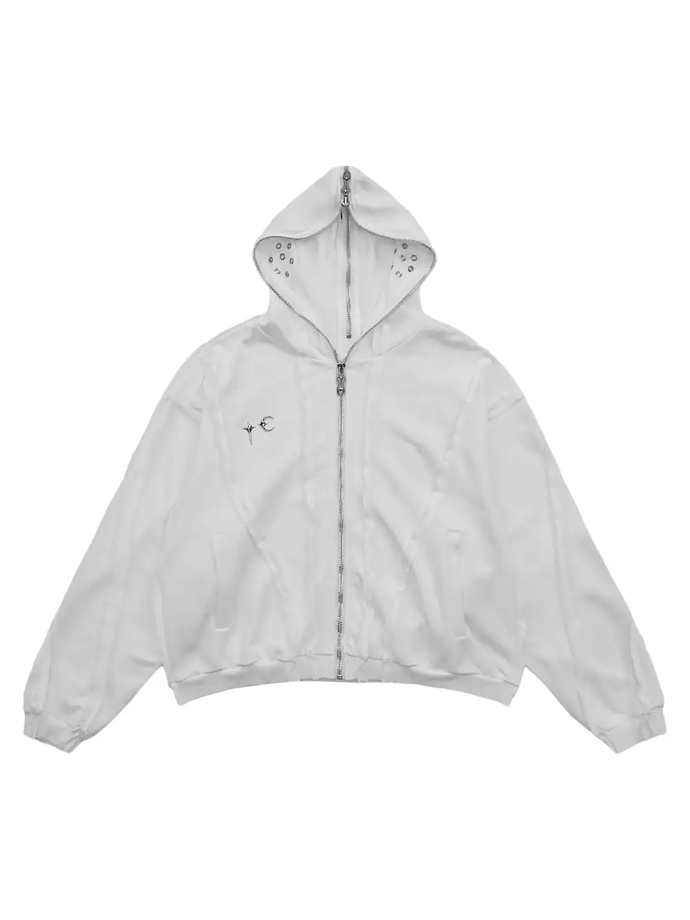 Heavyweight Washed Distressed Full Zip Hoodie - 2057