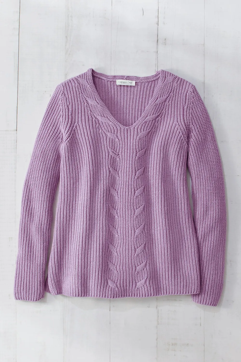 Cabled V-Neck Shaker Sweater