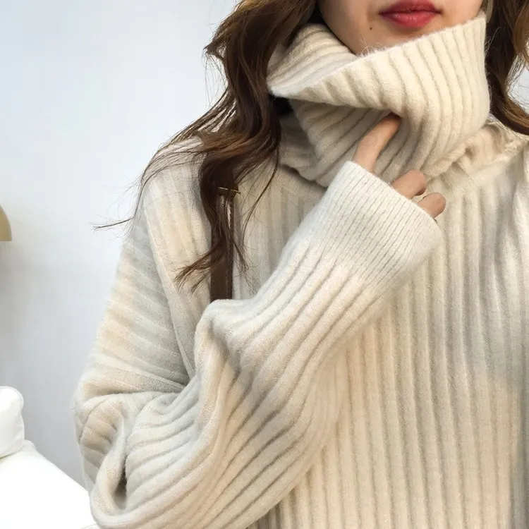 Turtleneck Lazy Pit Strip Retro Sweater