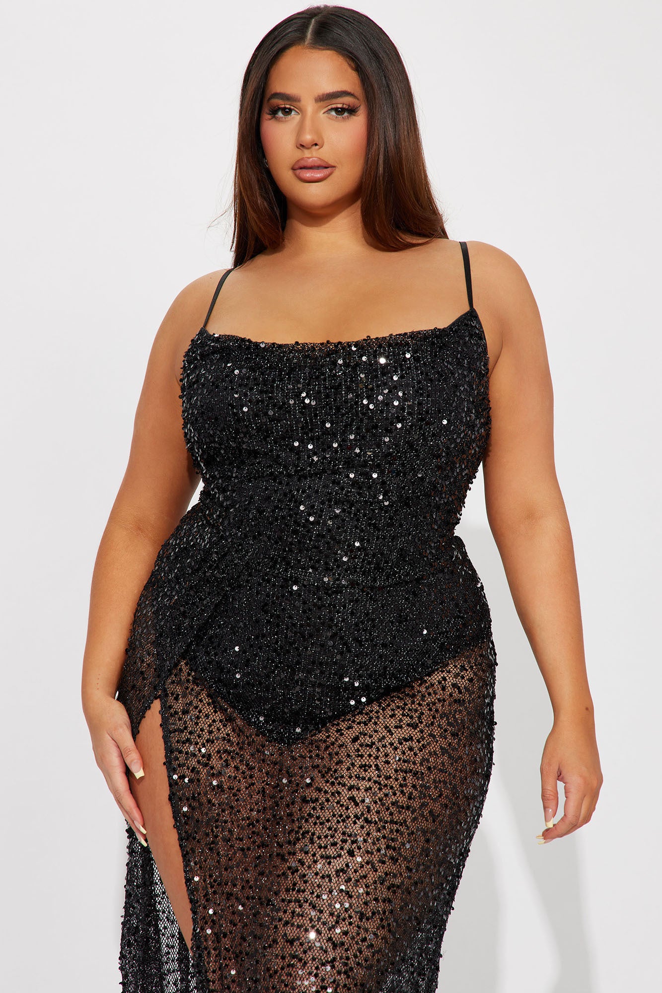 Monica Sequin Maxi Dress - Black