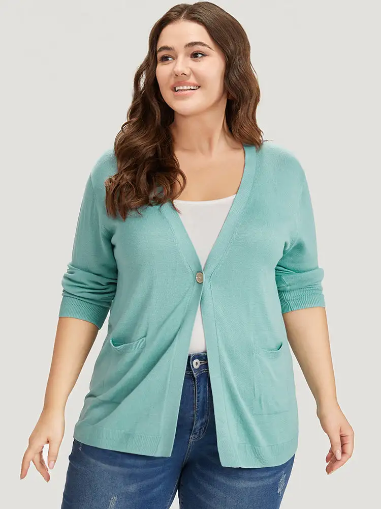 Supersoft Essentials Solid Button Up Pocket Drop Shoulder Cardigan