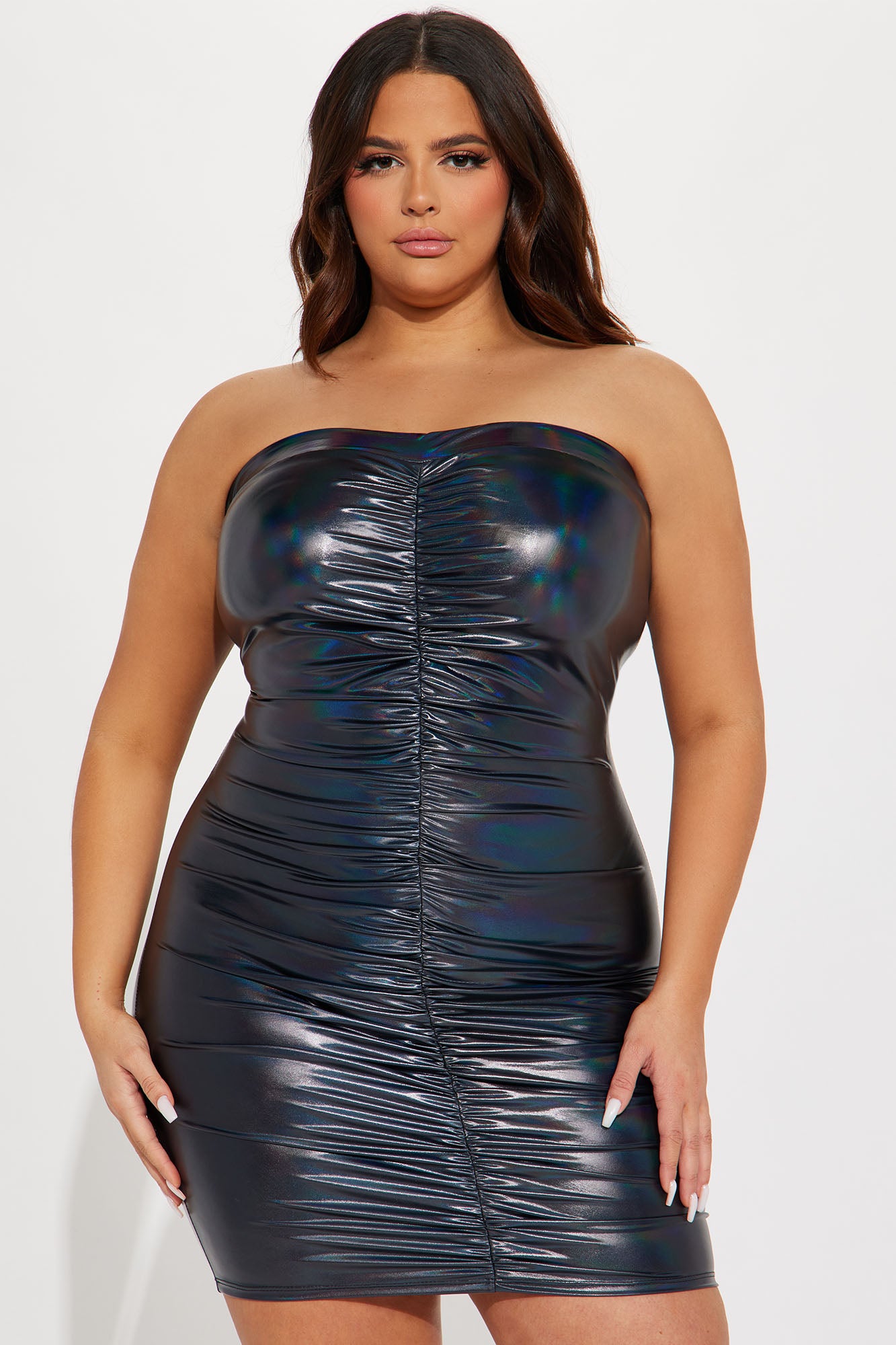 Mona Metallic Mini Dress - Navy