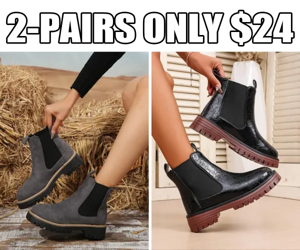 Chunky Sole Chelsea Boots for Women, Trendy High Heel Ankle Boots