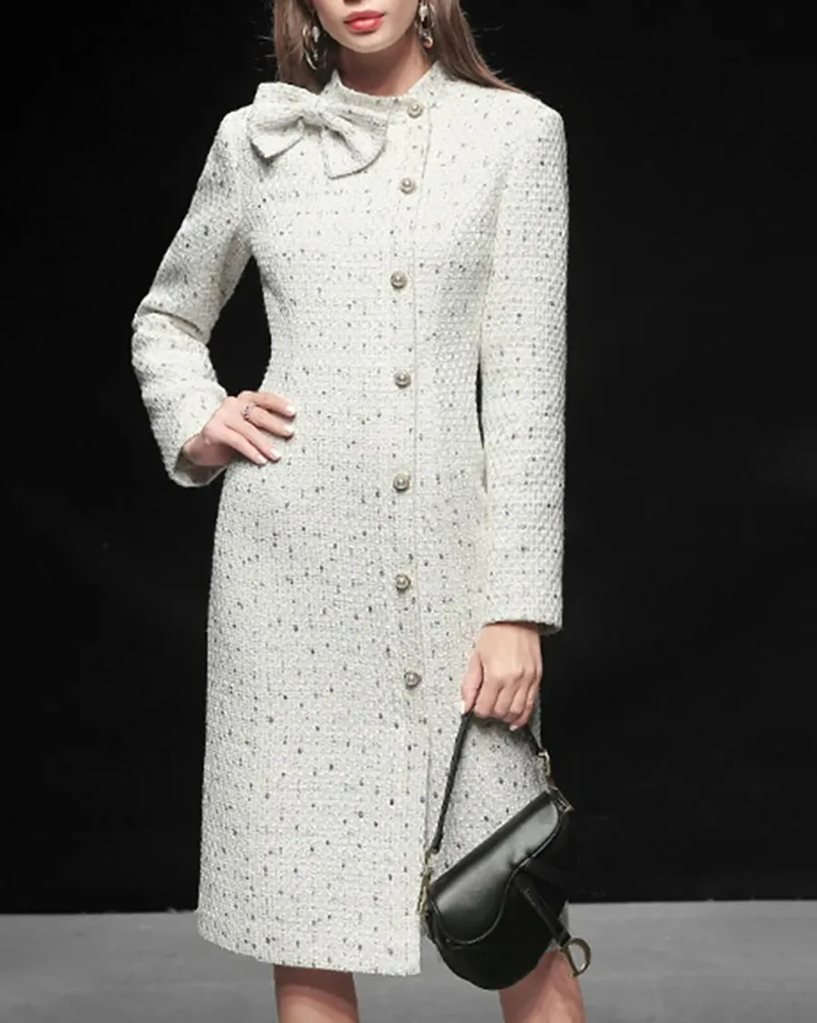 Ladies Elegant Casual Tweed Dress