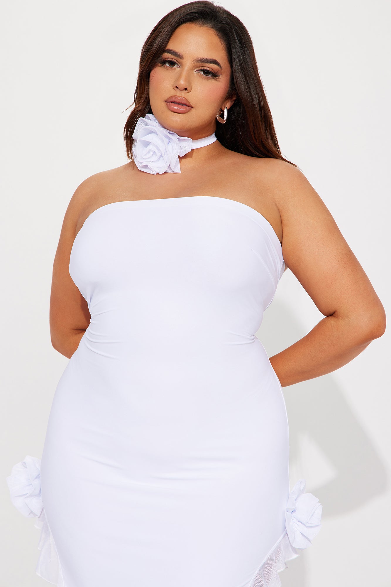 Jules Ruffle Midi Dress - White