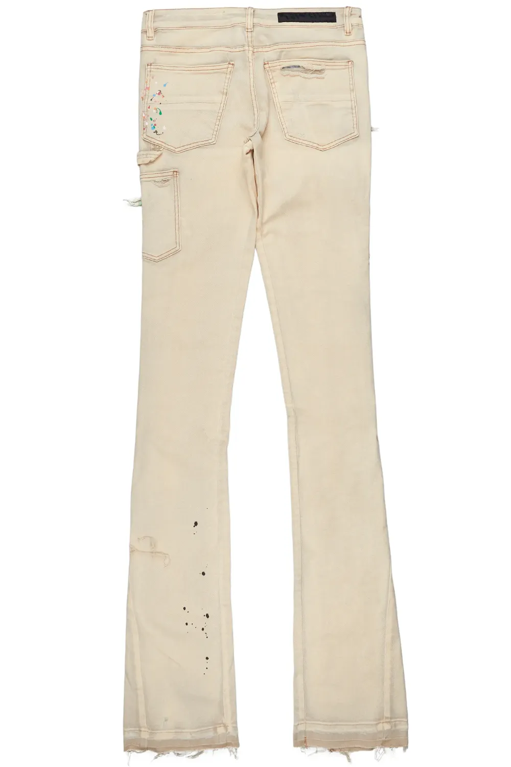 Daan Beige Painter Super Stacked Flare Jean
