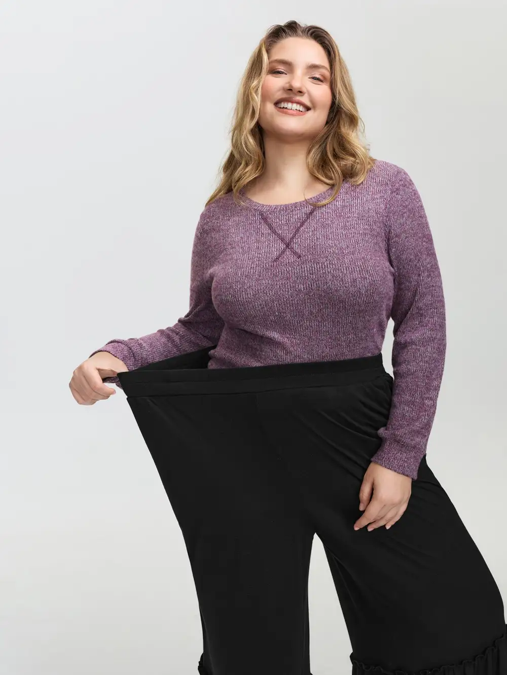 Stretchy Ruffled Hem Tiered Pants